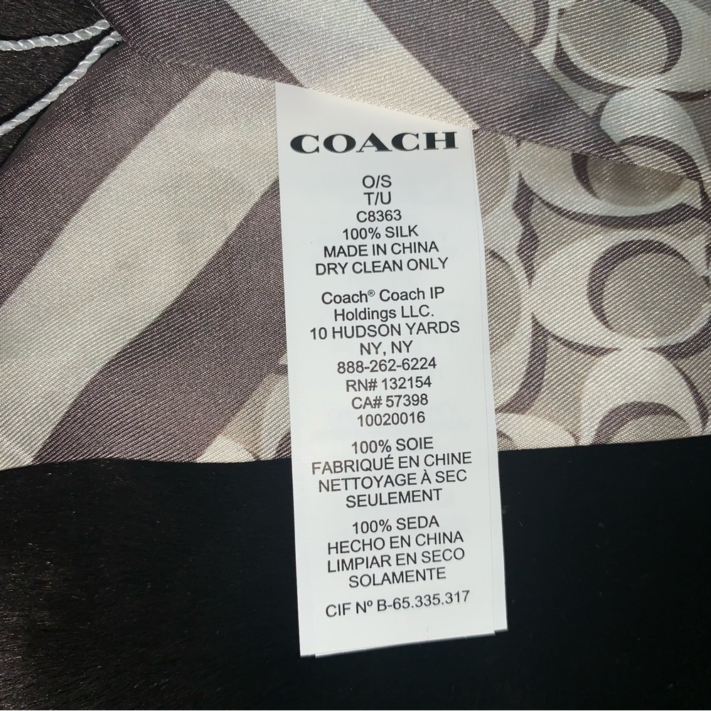 NEW! COACH Signature “C” Silk Twilly Skinny Scarf, Bone/Ivory, Brand New in Bag! - Picture 10 of 16